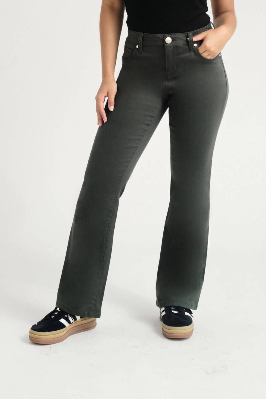 NEW 1822 DENIM petit luxe slim boot cut jean in forest green
